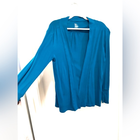 3 Tops/.Teal/Turq/Blue Autumn LightJacket/Tee/FloralPullover (Photos Measure) - Picture 4 of 12